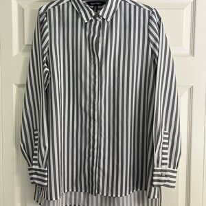 Ellen Tracy Grey and White Striped Shirt